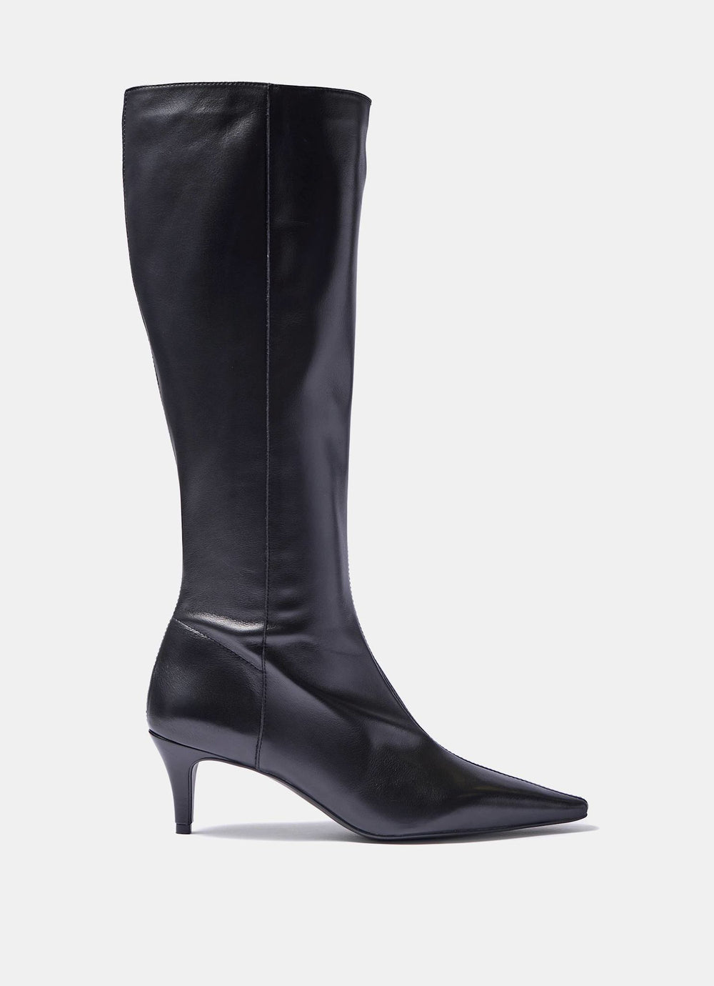 Sofia Black Leather Knee High Boots