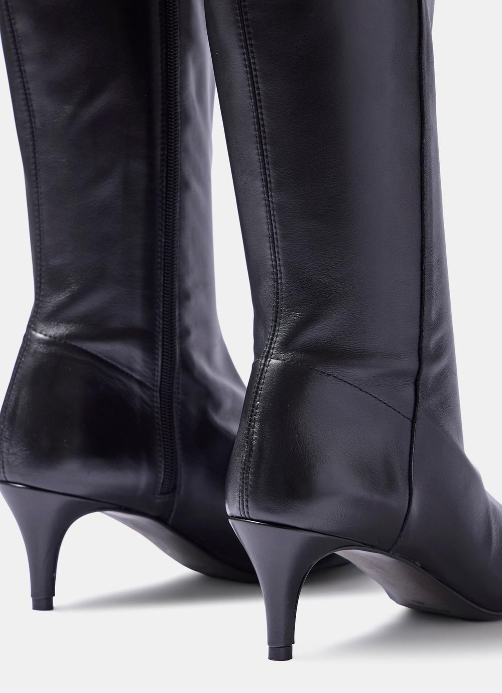 Sofia Black Leather Knee High Boots