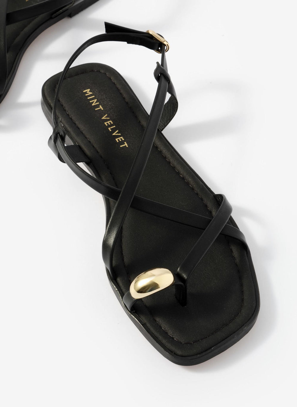 Sofia Black Leather Strappy Sandals