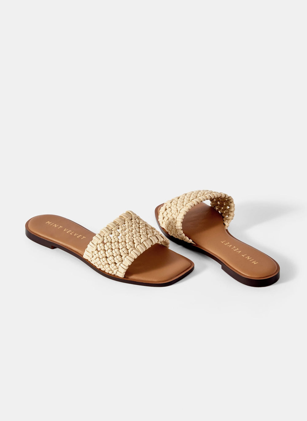 Sophie Cream Leather Woven Sliders
