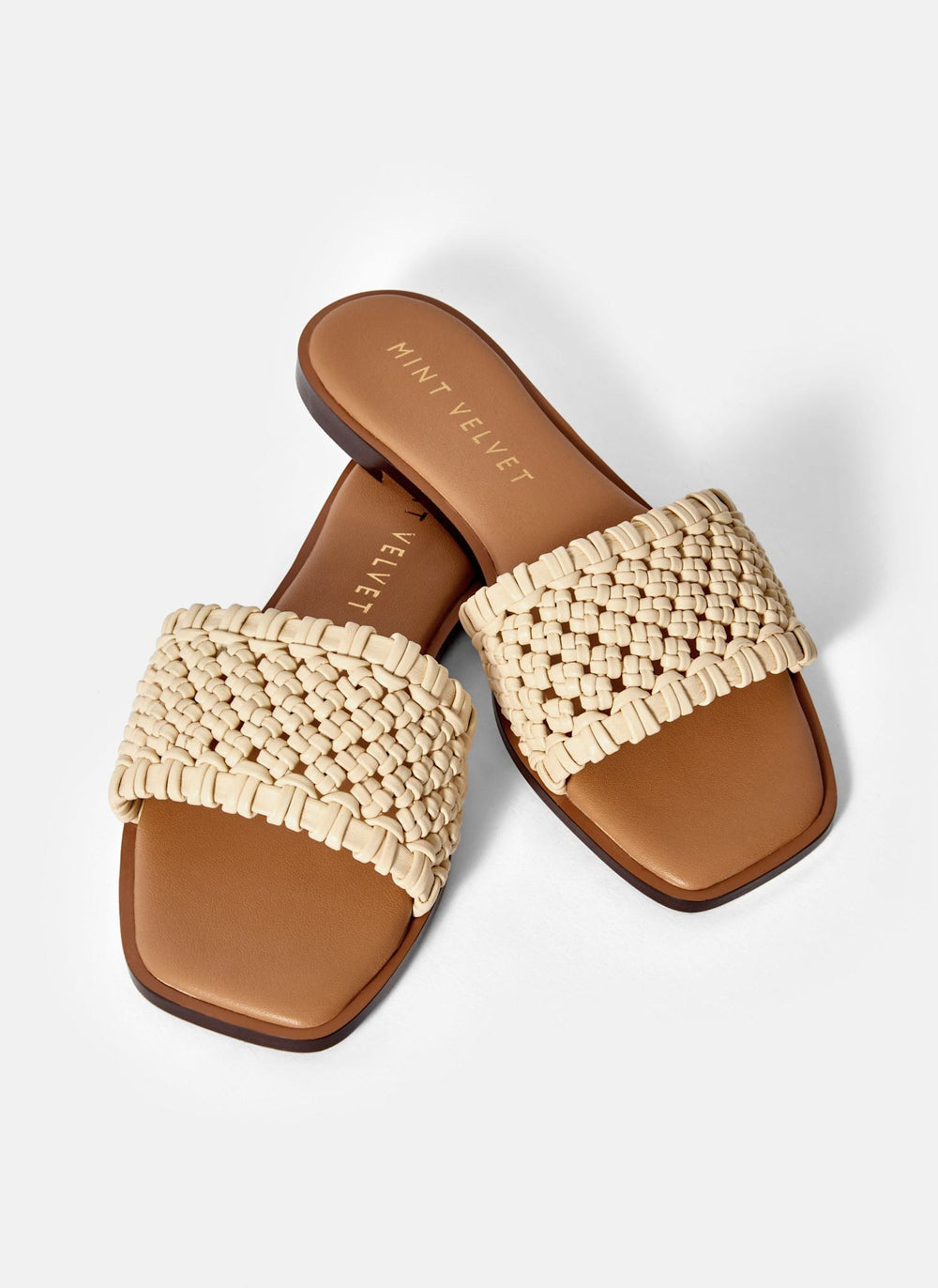 Sophie Cream Leather Woven Sliders