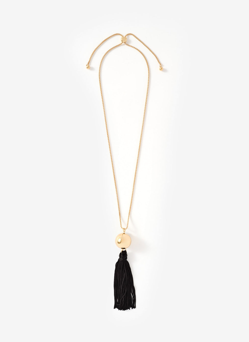 Gold Tone Long Tassel Necklace