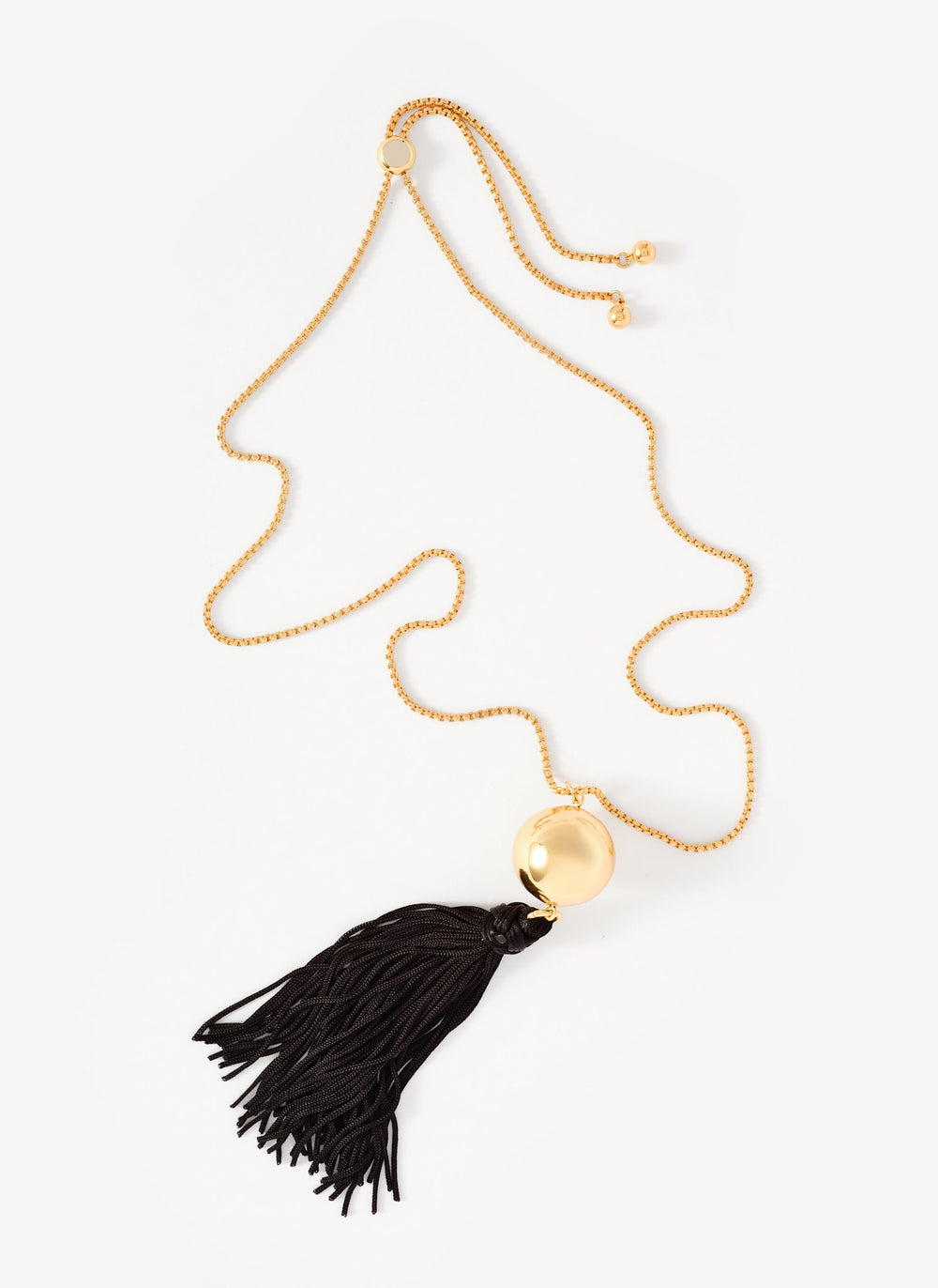 Gold Tone Long Tassel Necklace