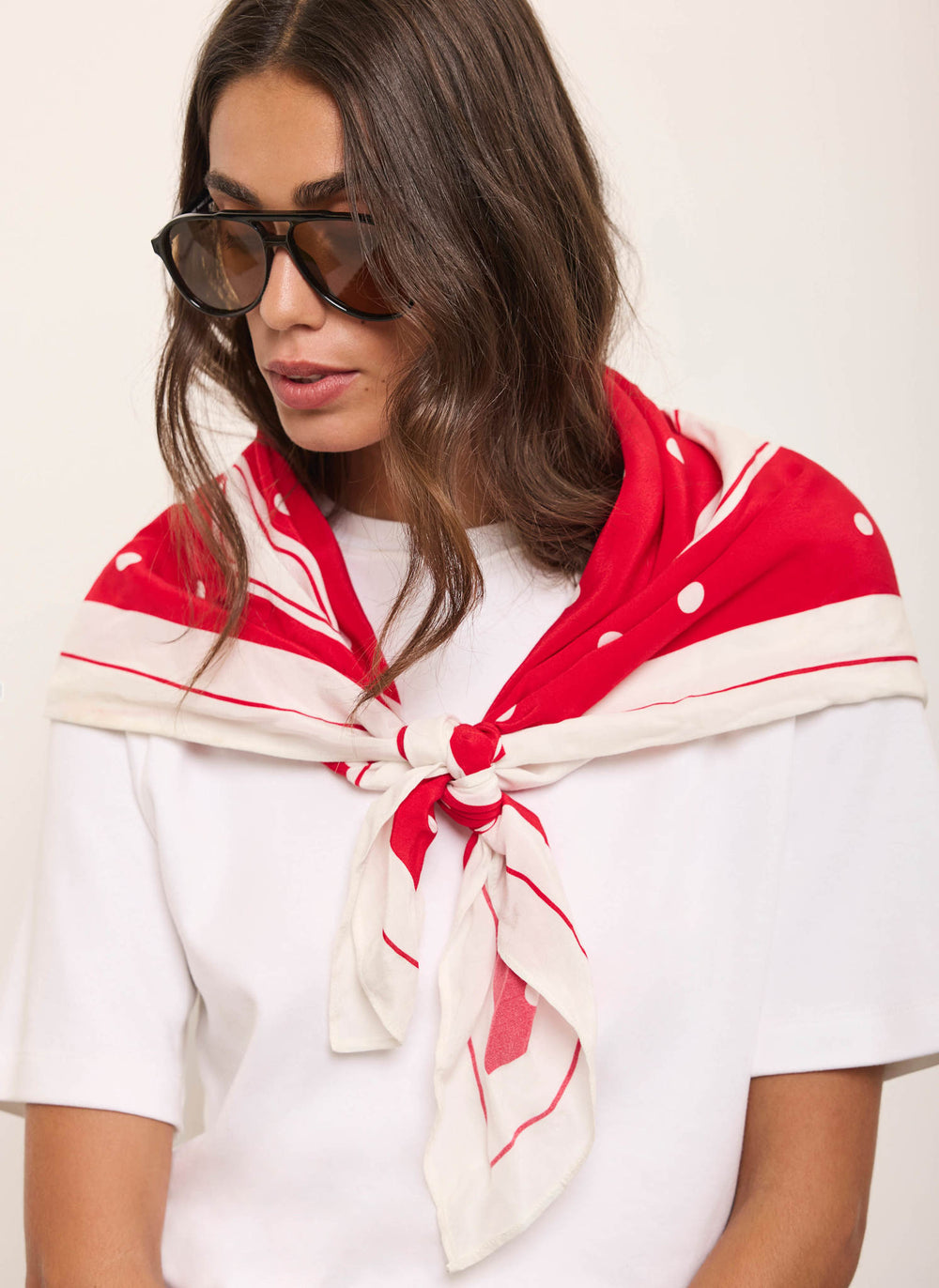 Red Polka Dot Print Scarf