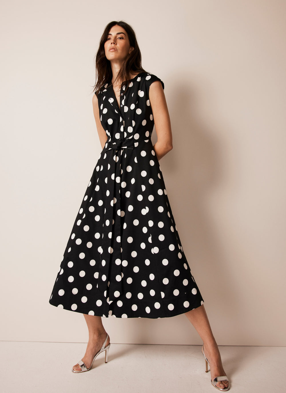 Black Polka Dot Midi Dress