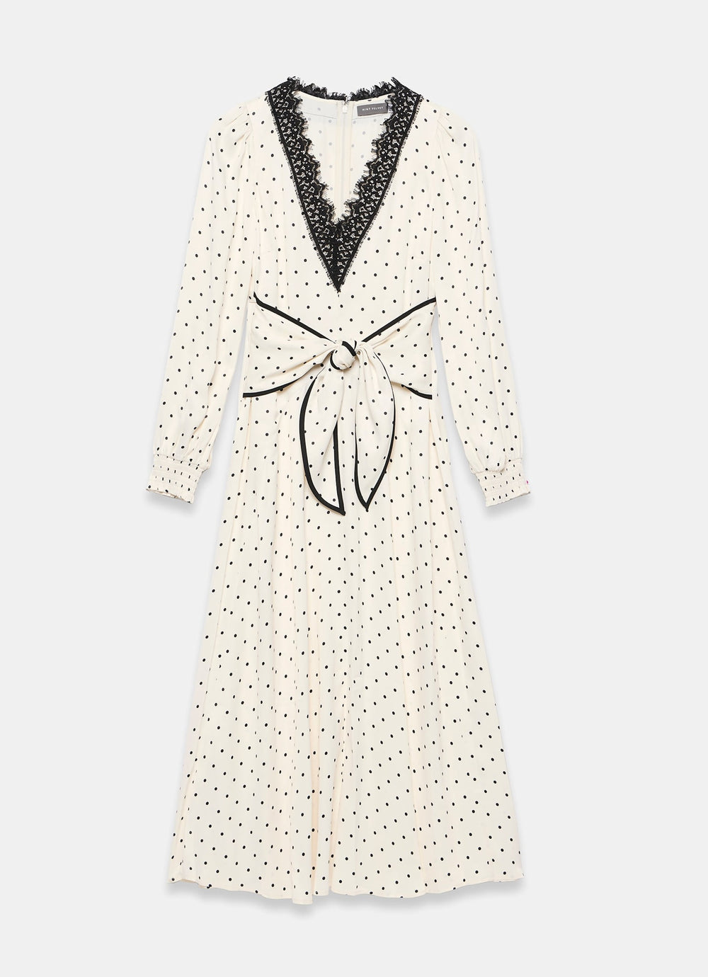 Womens Mint Velvet Cream Polka Dot Print Tie Maxi Dress US 6