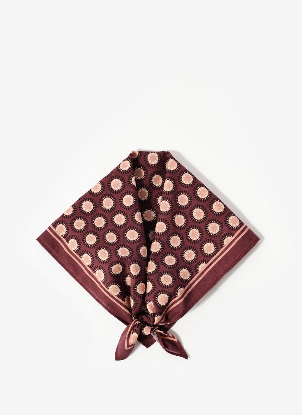 Burgundy Geometric Print Square Neck Scarf