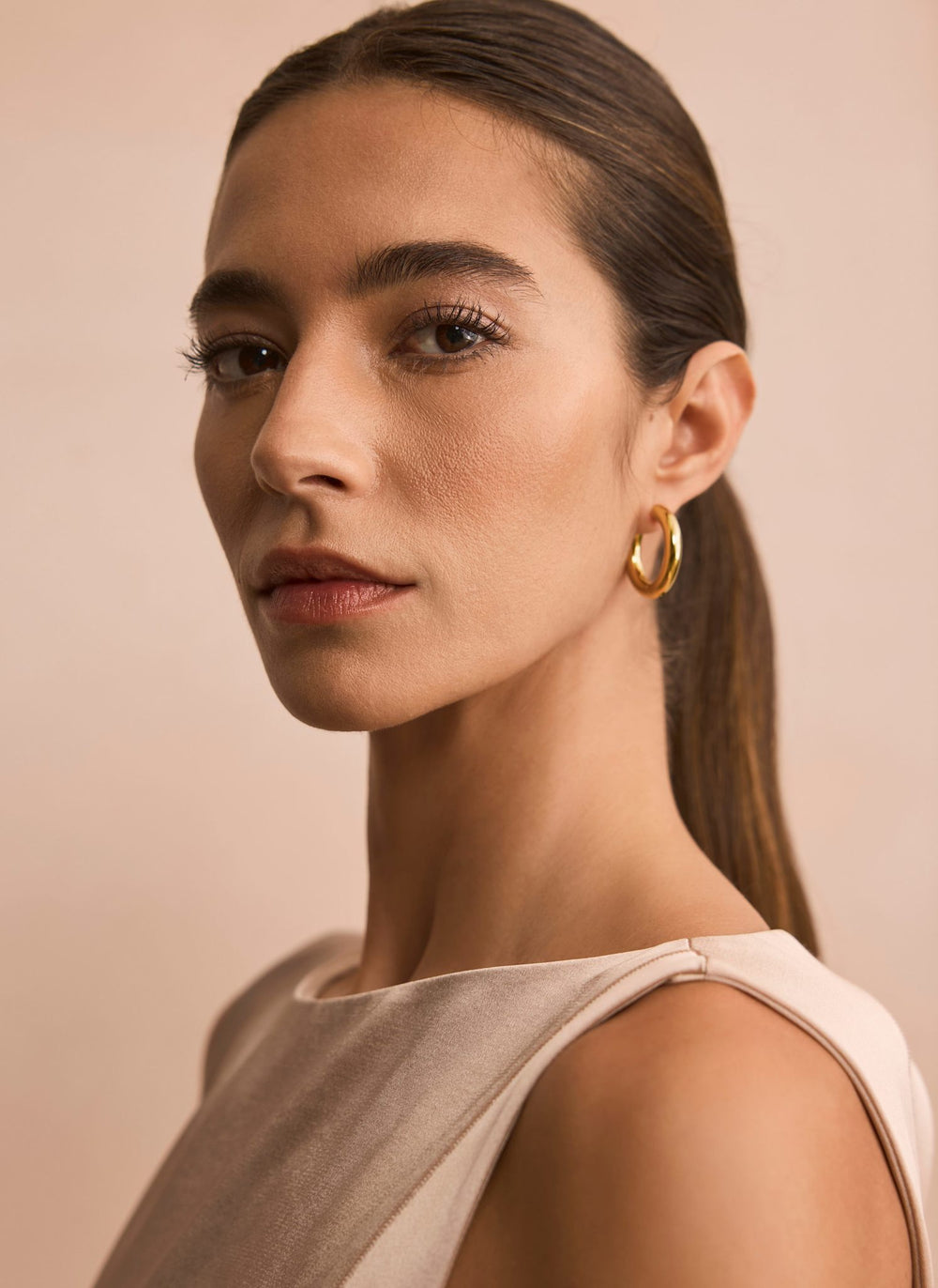 Gold Plated Stainless Steel Large Hoop Earrings