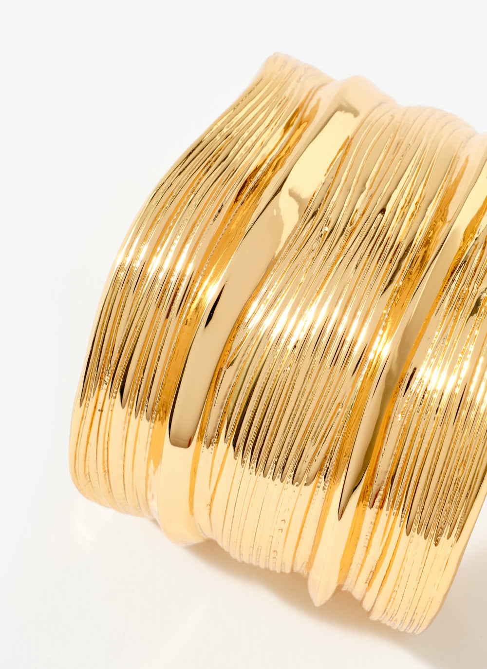 Gold Tone Statement Ridged Cuff