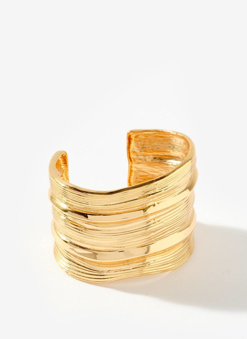 Gold Tone Statement Ridged Cuff