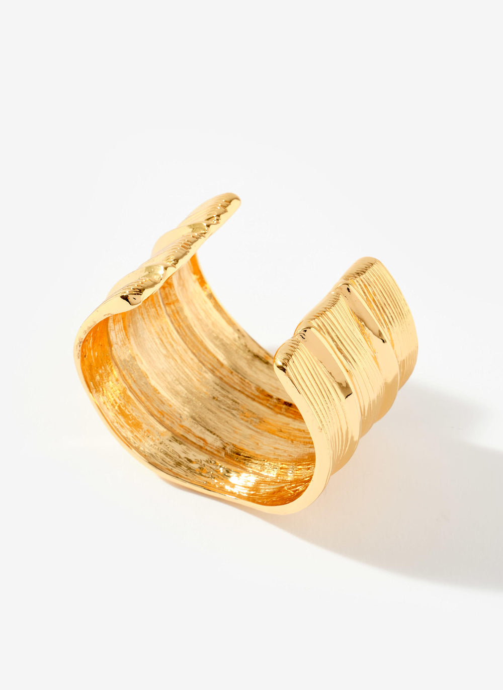 Gold Tone Statement Ridged Cuff