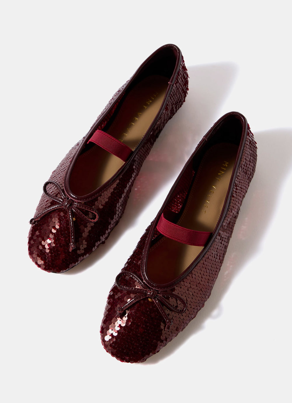 Stella Burgundy Sequin Ballet Pumps