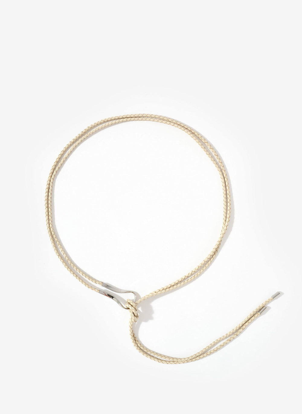 Cream Leather Tie Waist Belt