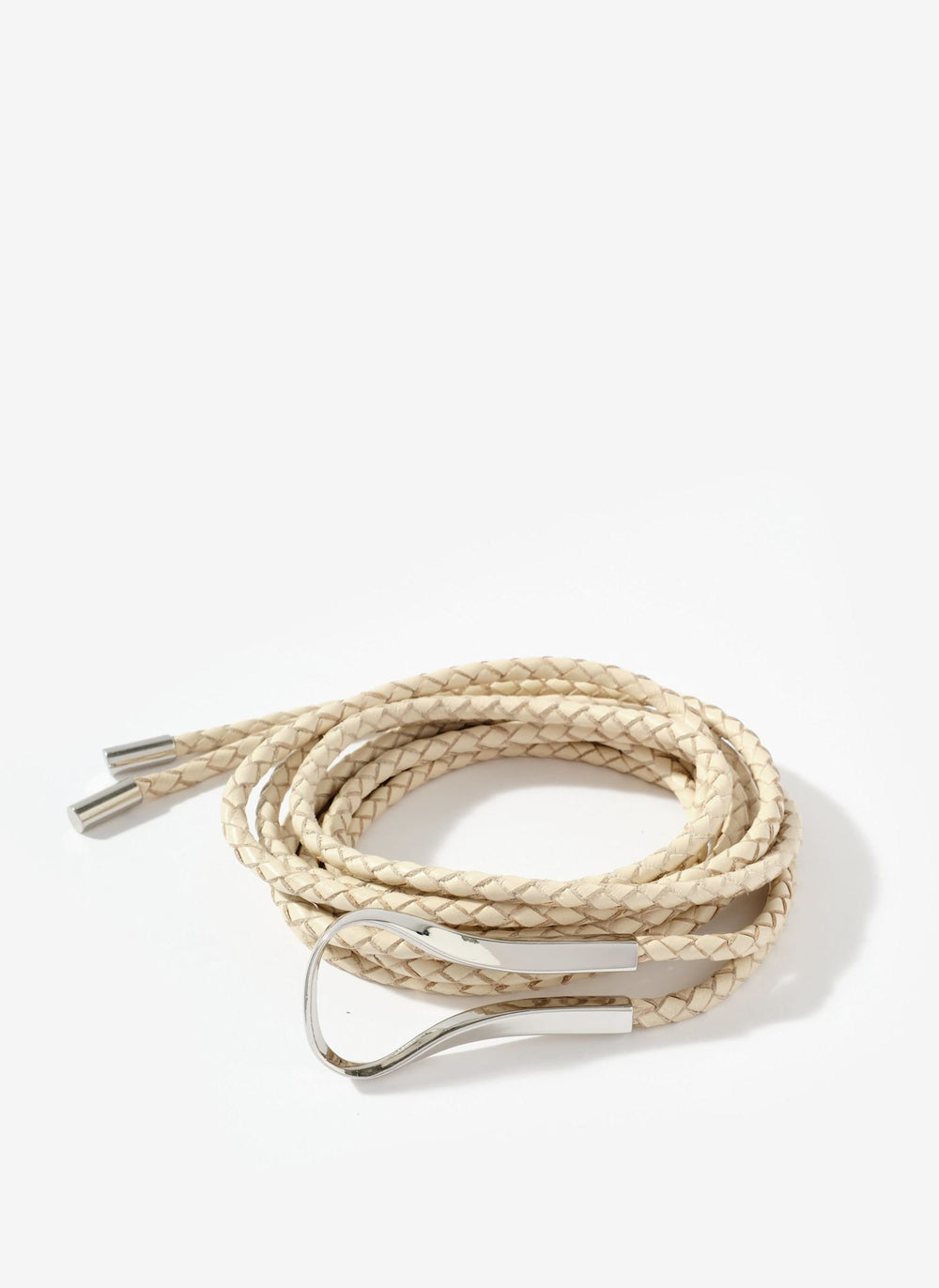 Cream Leather Tie Waist Belt