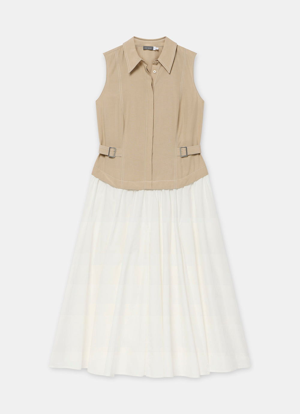 Neutral Waistcoat Layered Midi Dress  Mint Velvet