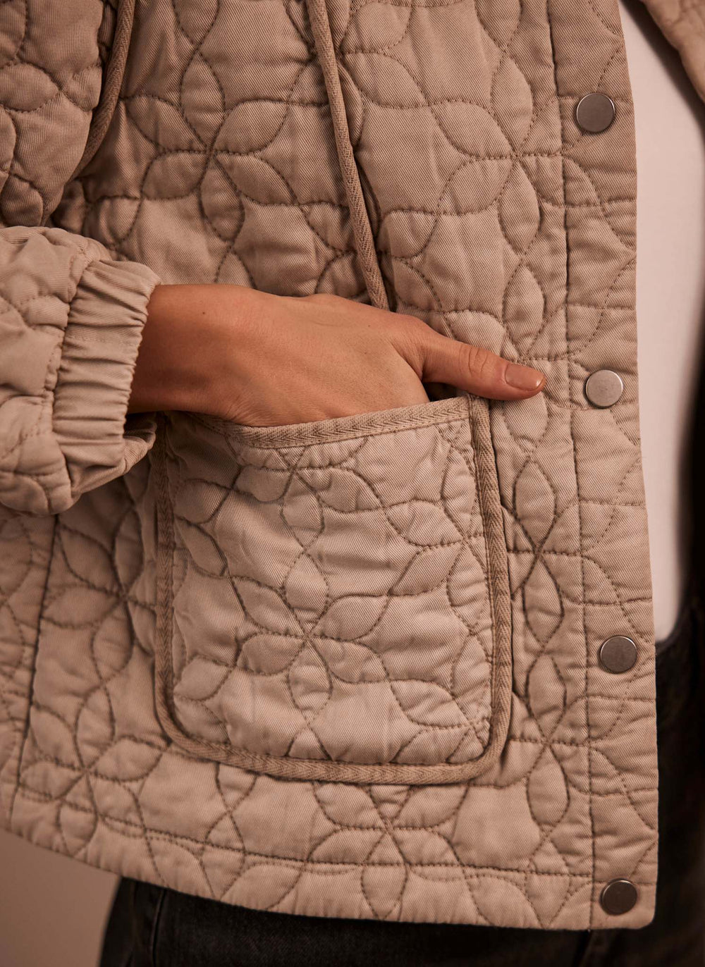 Beige Washed Quilted Jacket