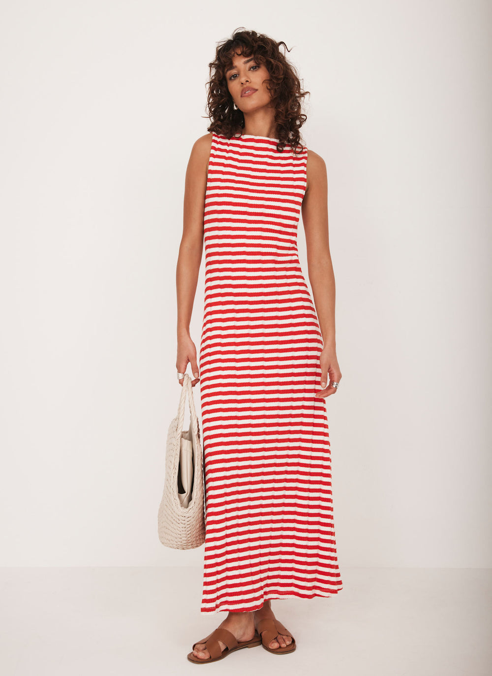 Red Striped Jersey Maxi Dress