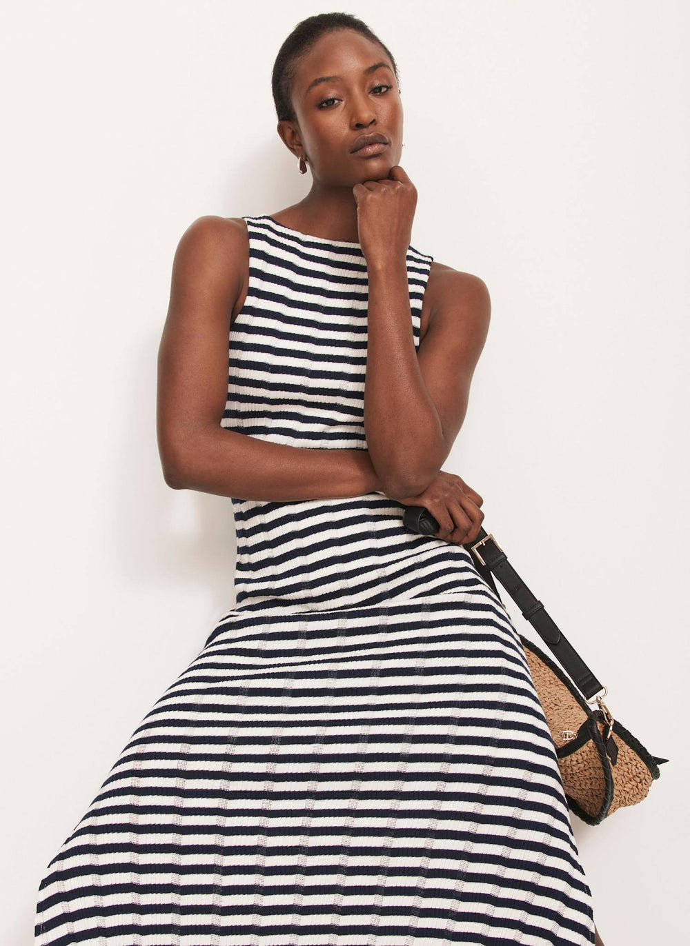 Blue Striped Jersey Maxi Dress
