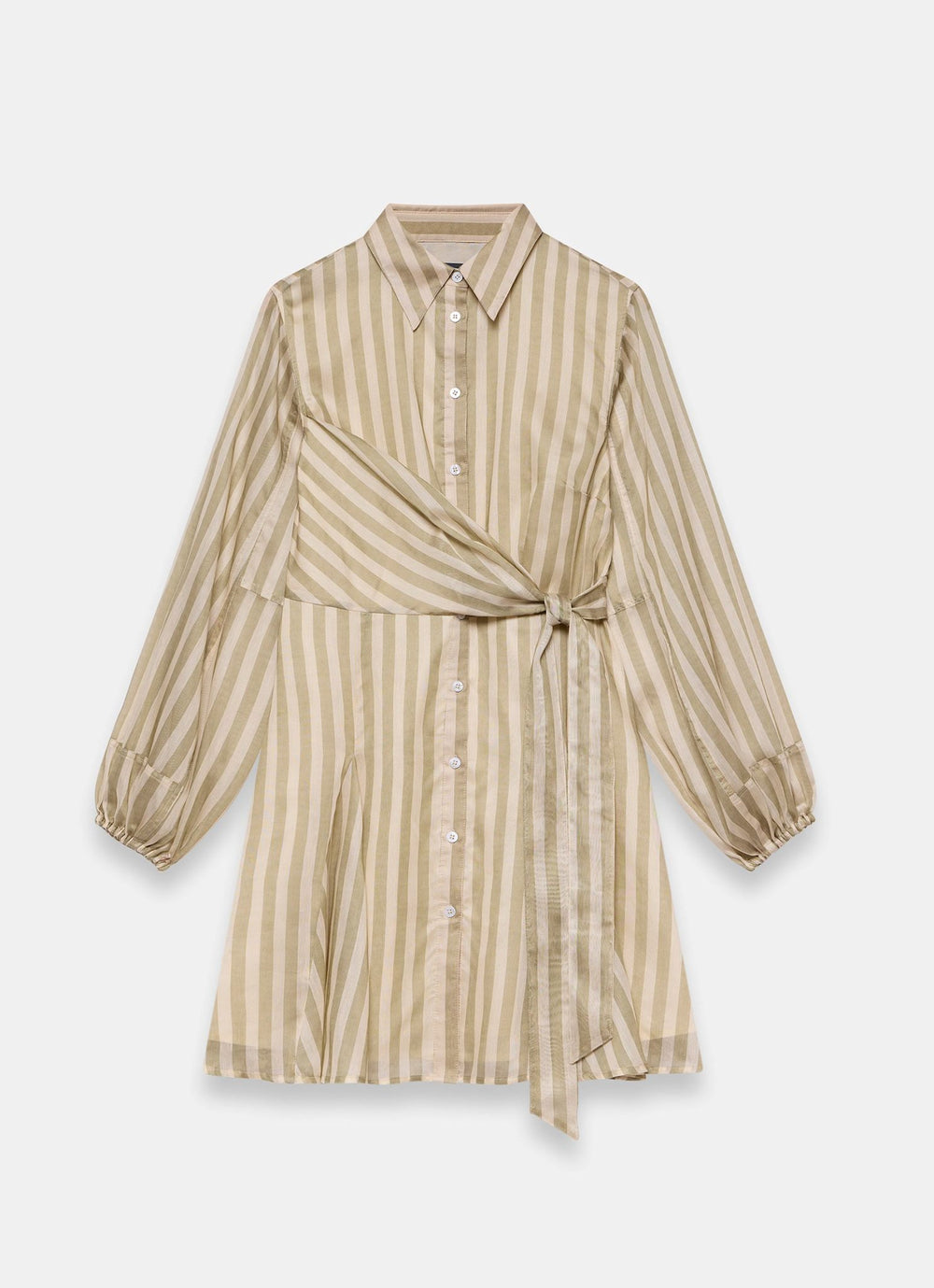 petite khaki textured stripe asymmetric long sleeve mini dress Long Sleeve Asymmetric Neck Slouchy Detail Mini Dress In Cream Stripe | EGO CA