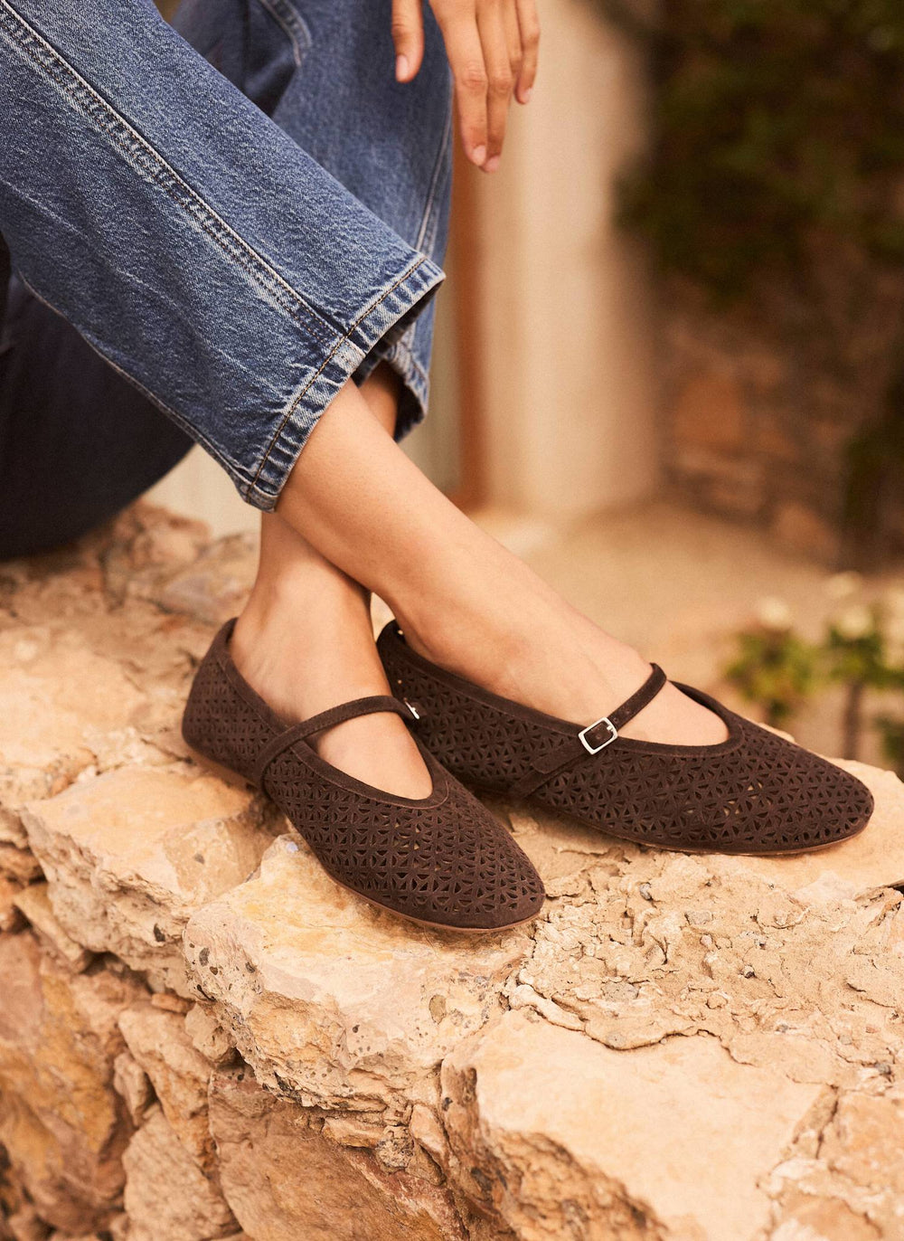 Tabi Brown Suede Ballet Flats