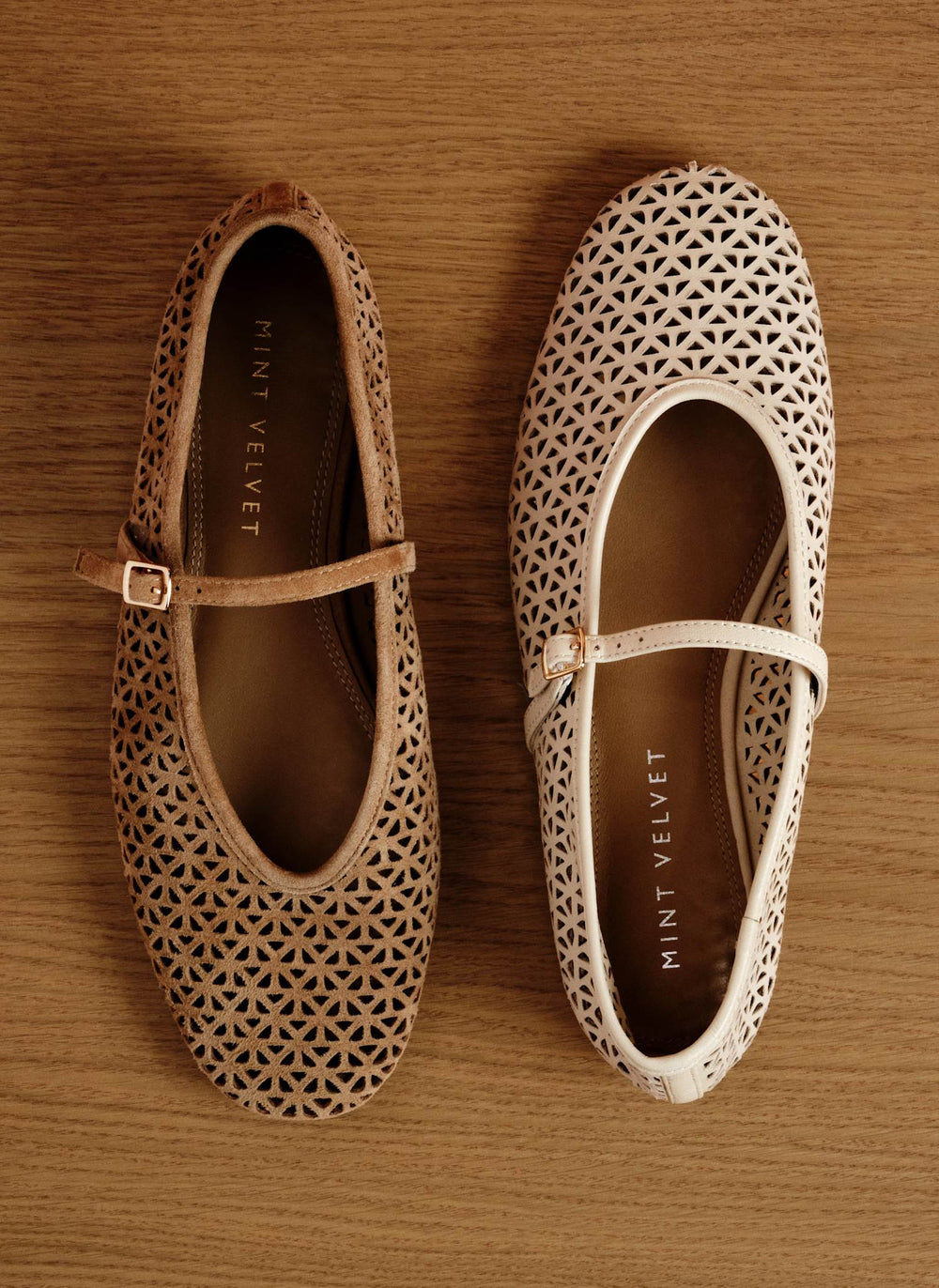 Tabi Tan Suede Ballet Flats