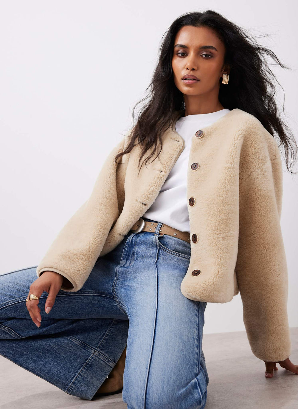 Neutral Borg Collarless Jacket