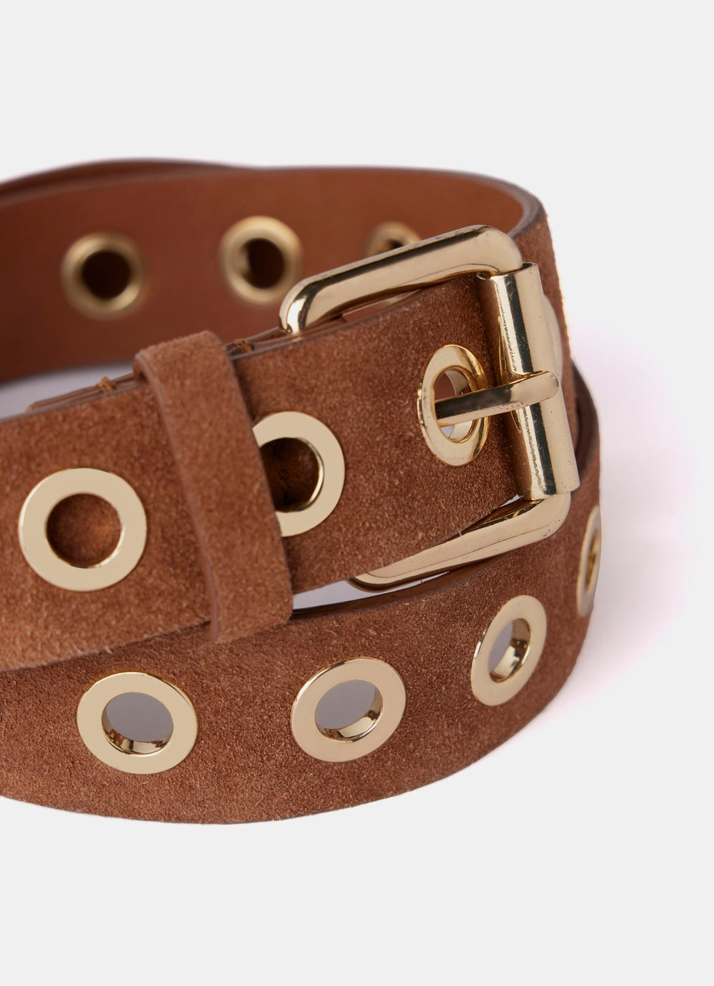 Tan Eyelet Suede Belt