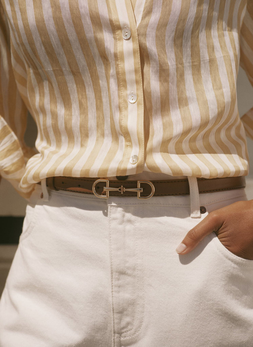 Tan Leather Snaffle Detail Belt