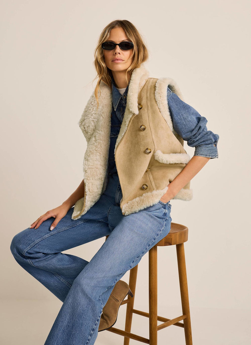 Neutral Faux Fur Gilet