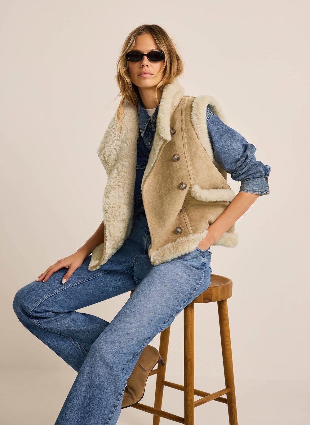 Neutral Faux Fur Gilet
