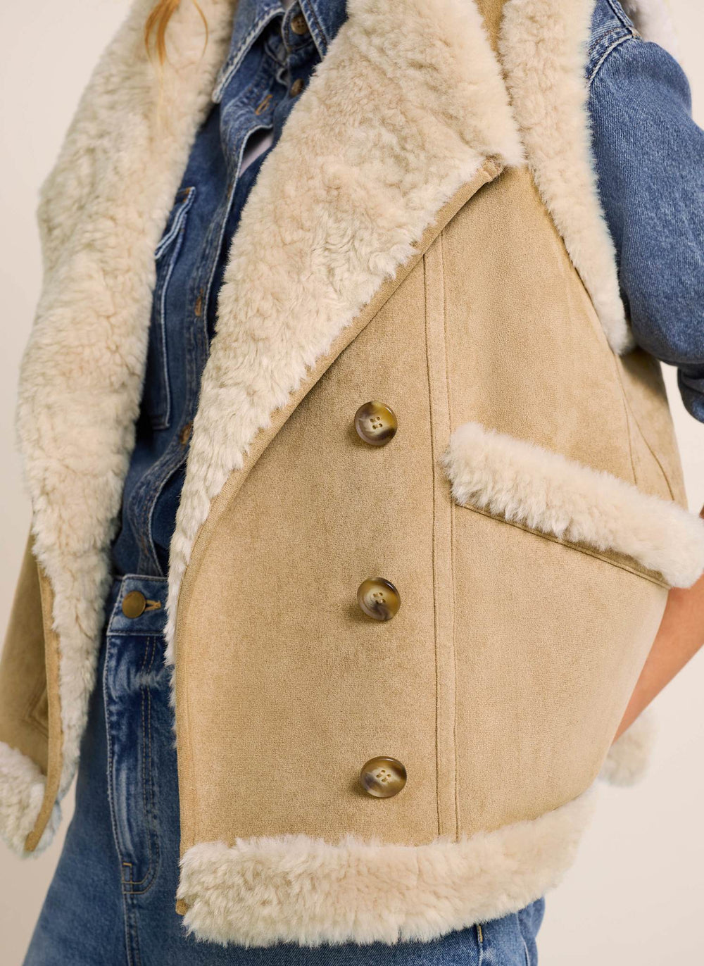 Neutral Faux Fur Gilet