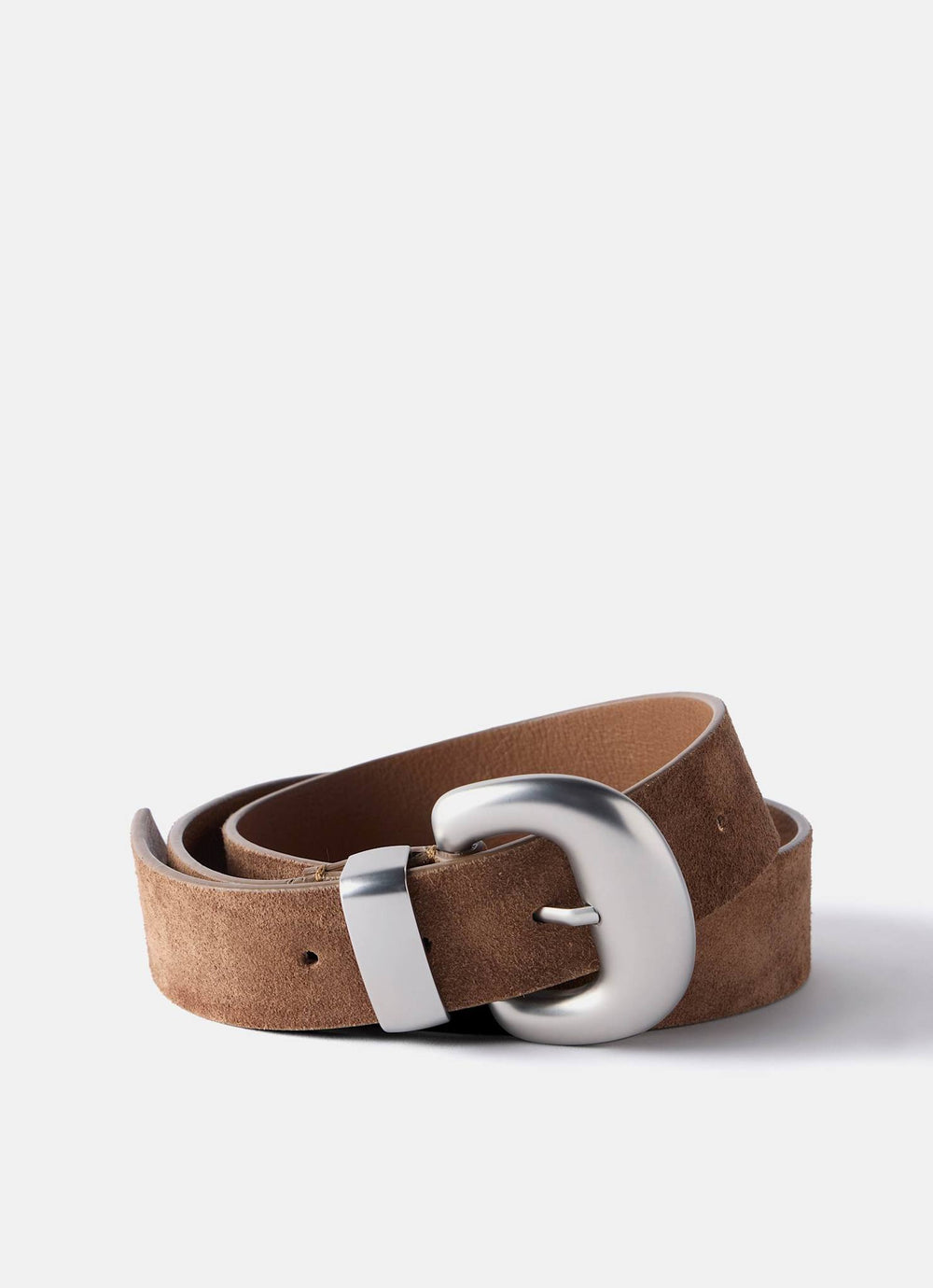 Tan Suede Statement Buckle Belt