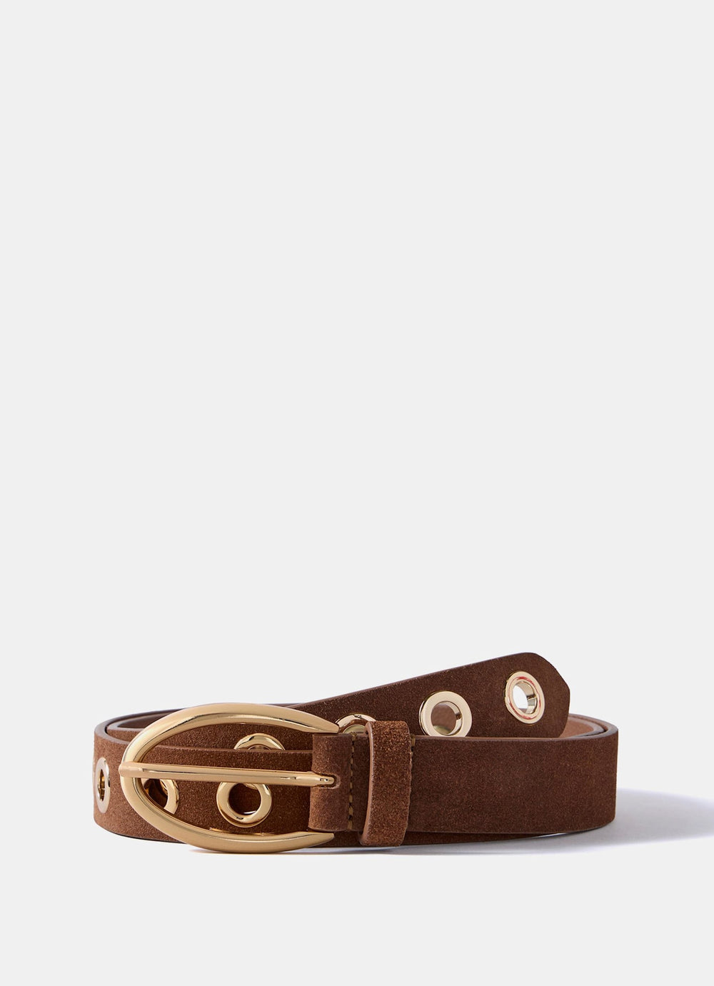 Tan Suede Eyelet Belt