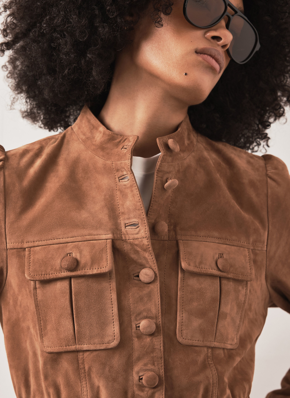 Tan Suede Peplum Jacket