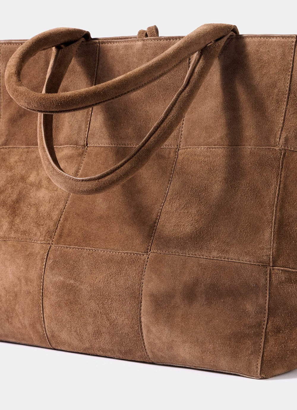 Mia Tan Suede Woven Tote Bag