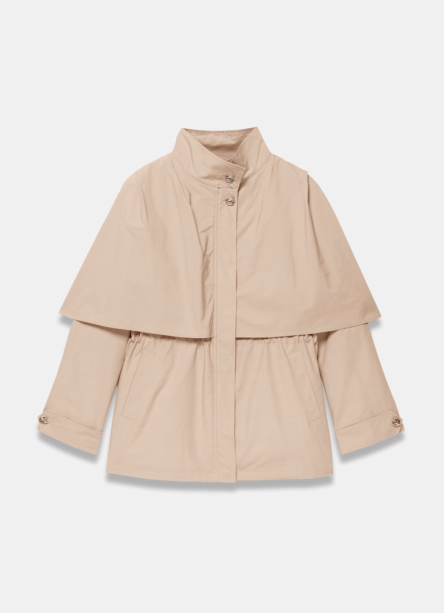 Neutral Cotton Cape Trench Jacket – Mint Velvet