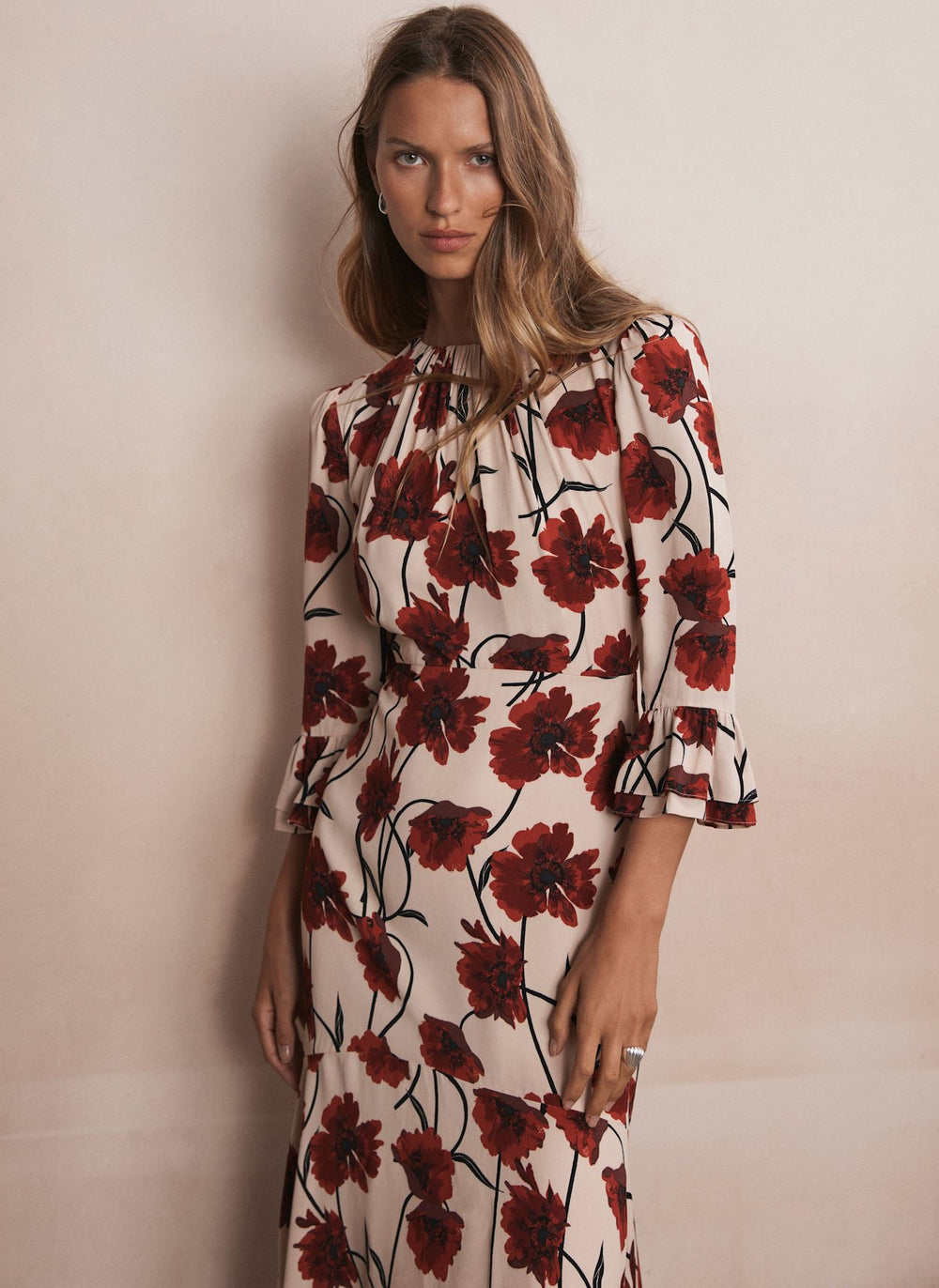 white christmas dresses Velvet Burnout Floral Midi Dress main image 0