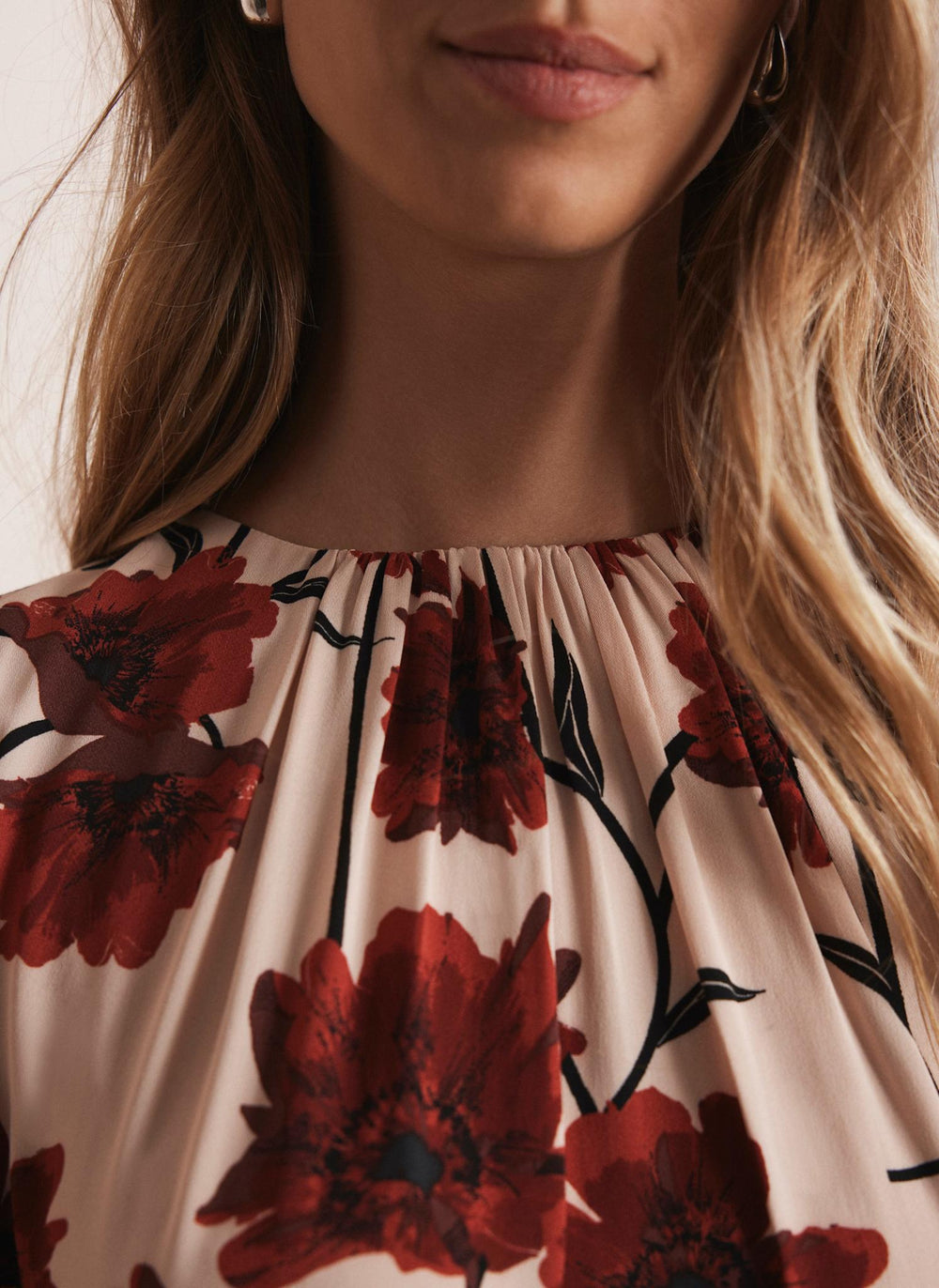 Neutral Floral Print Midi Dress Mint Velvet Neutral Floral Print Midi Dress Mint Velvet