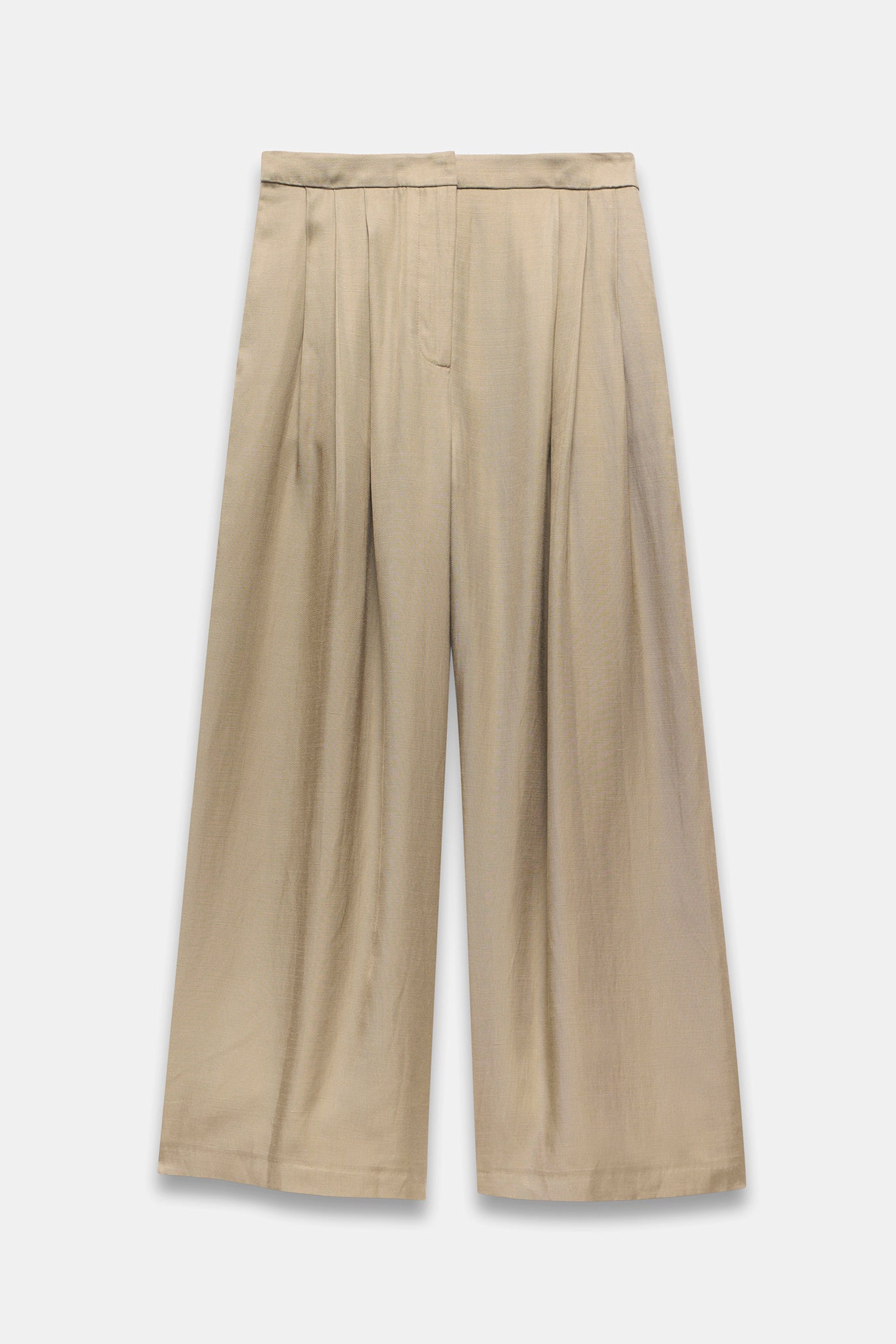 Taupe Pleated Wide Trousers – Mint Velvet