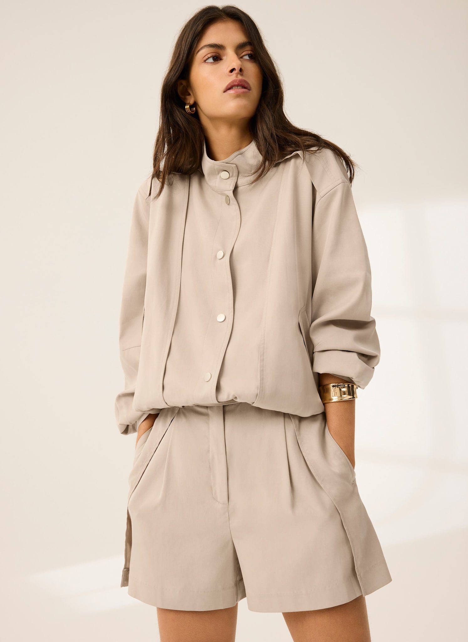 Neutral Bomber Jacket – Mint Velvet