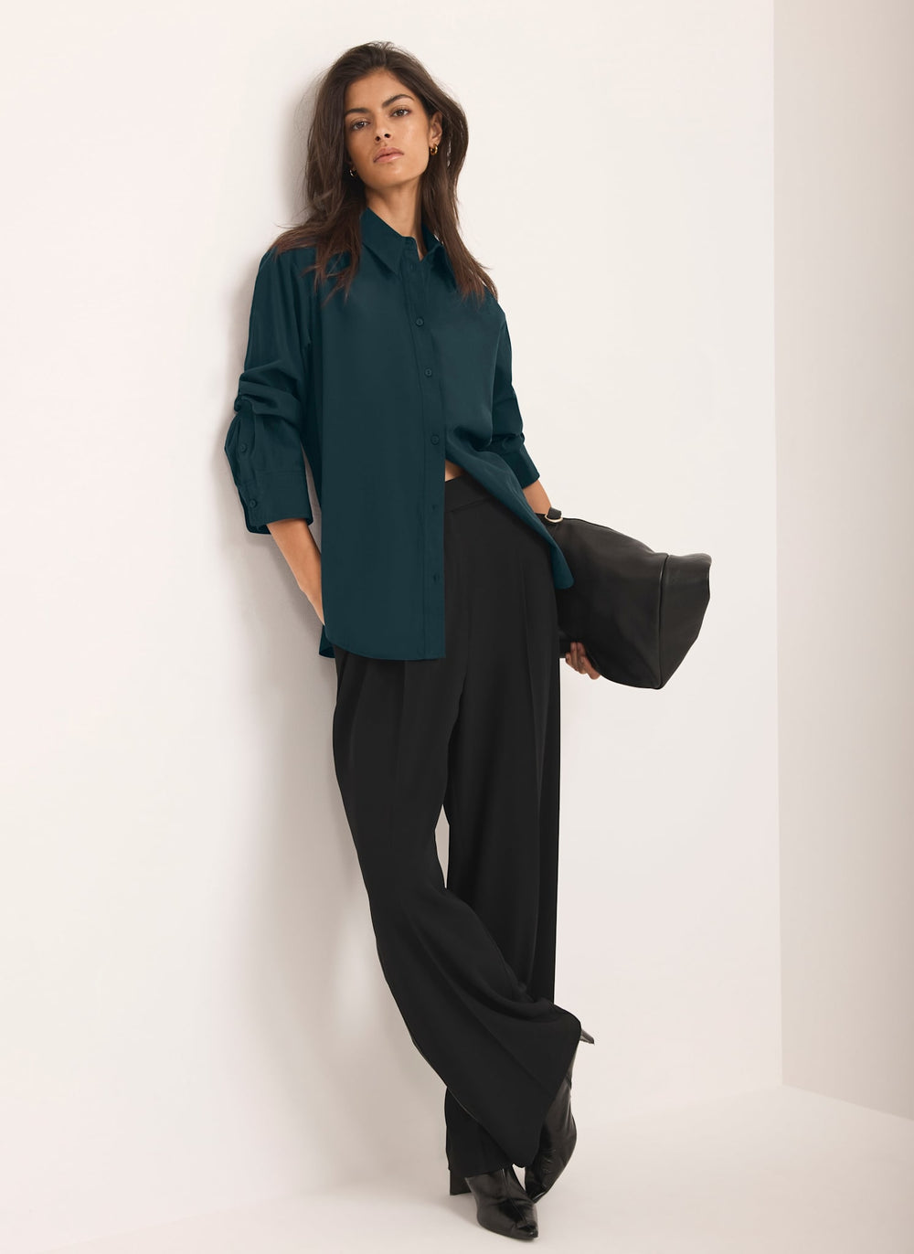 Teal Oversized Long Sleeve Shirt