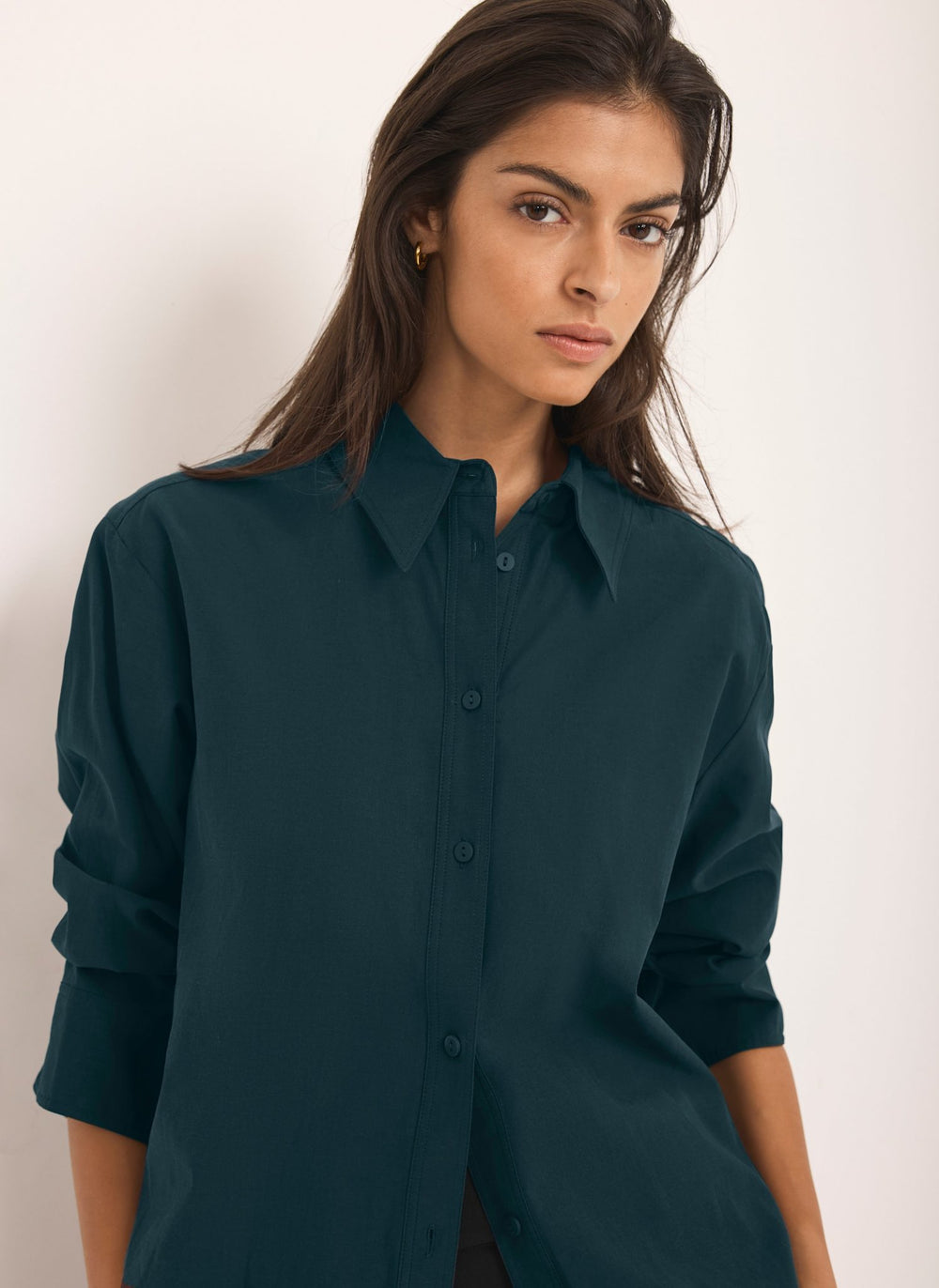 Teal Oversized Long Sleeve Shirt