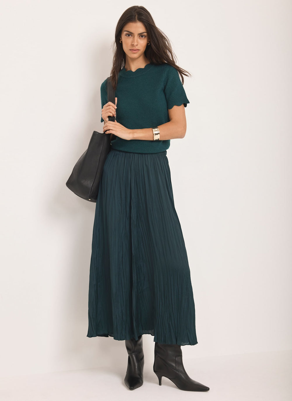 Teal Scallop Knit Top