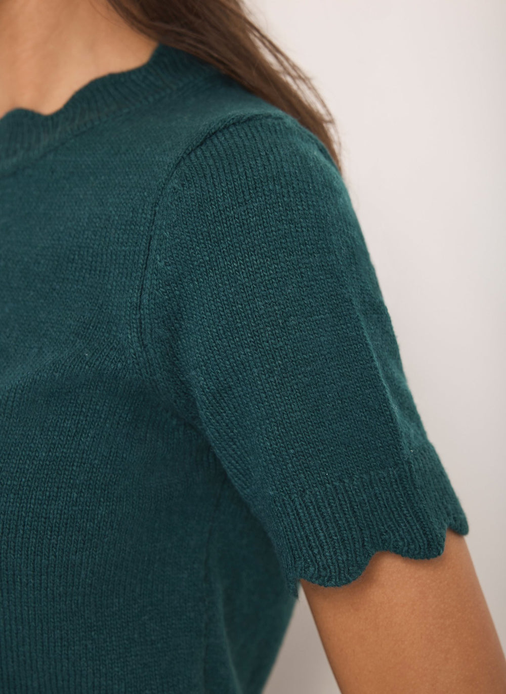 Teal Scallop Knit Top