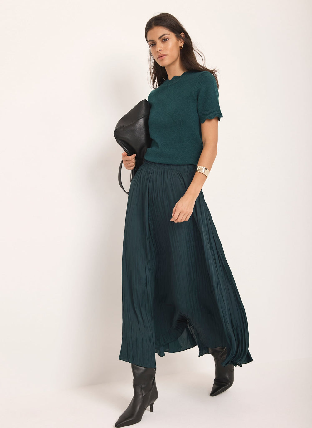 Teal Scallop Knit Top
