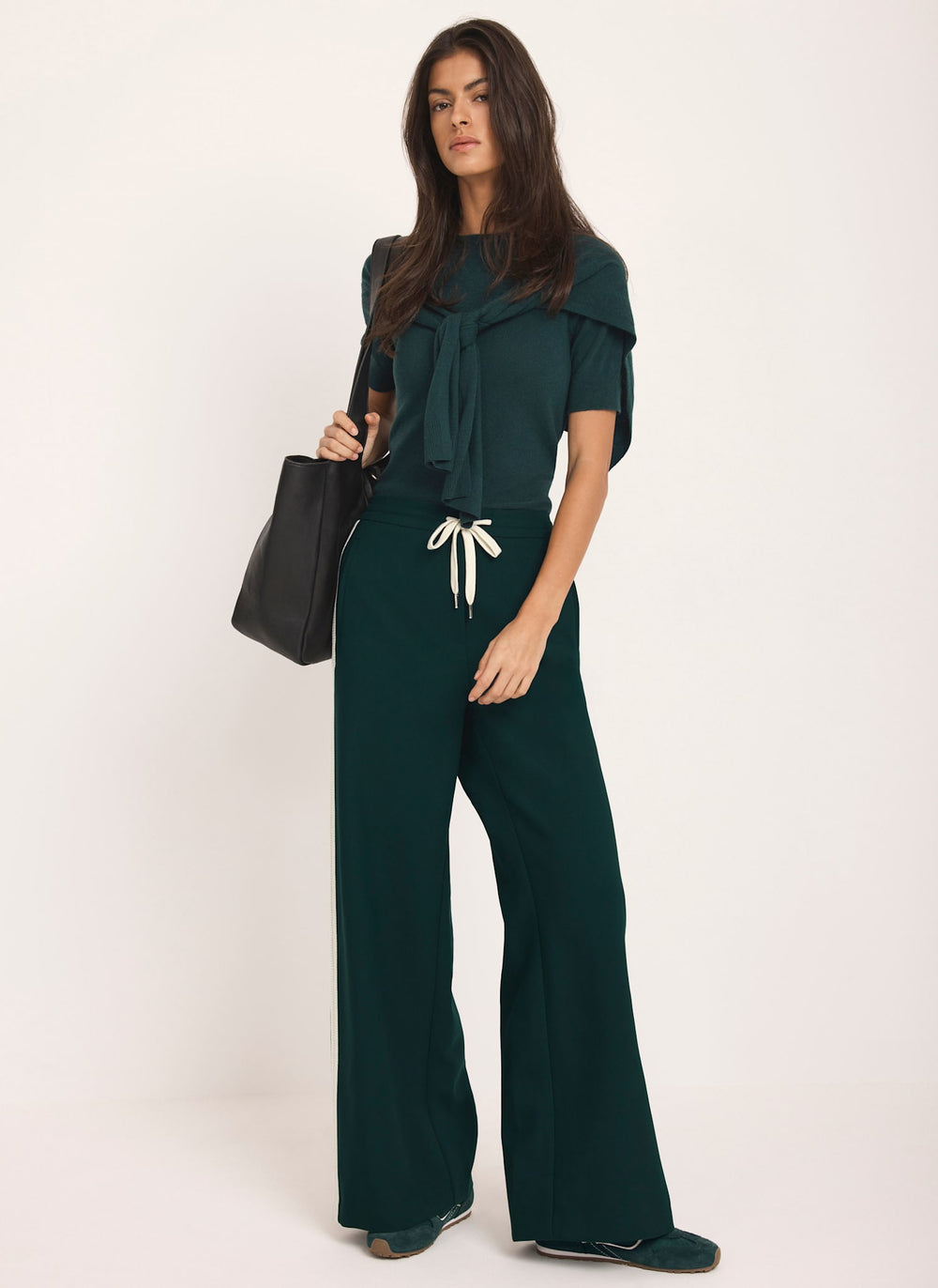 Teal Side Stripe Wide Trousers
