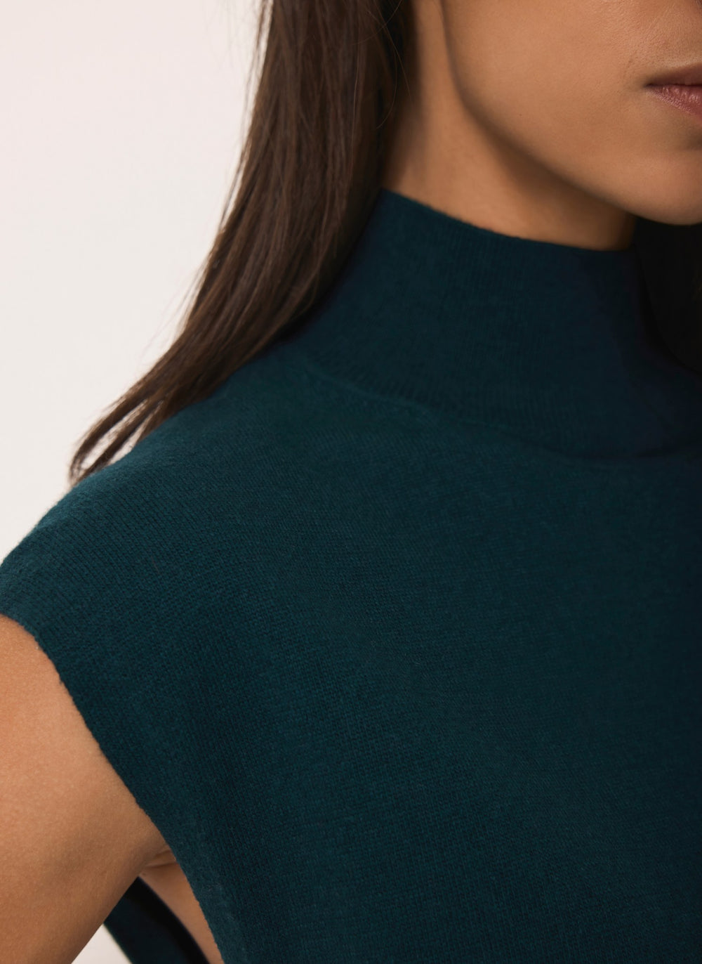 Teal Wool Blend Sleeveless Knit Top