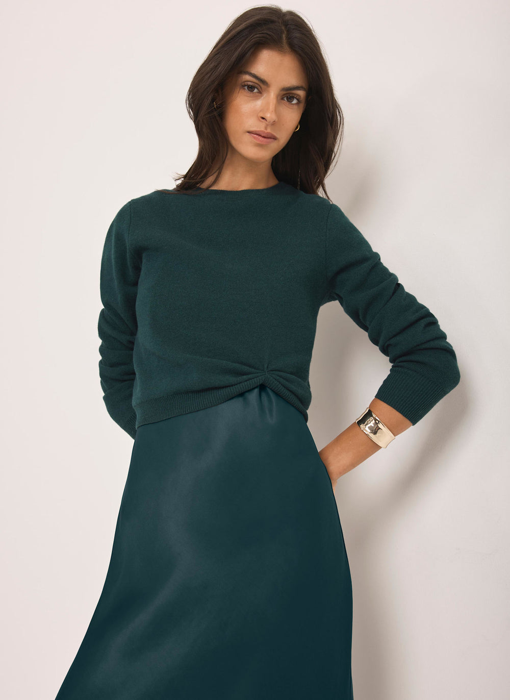 Teal Layered Satin Midi Dress – Mint Velvet