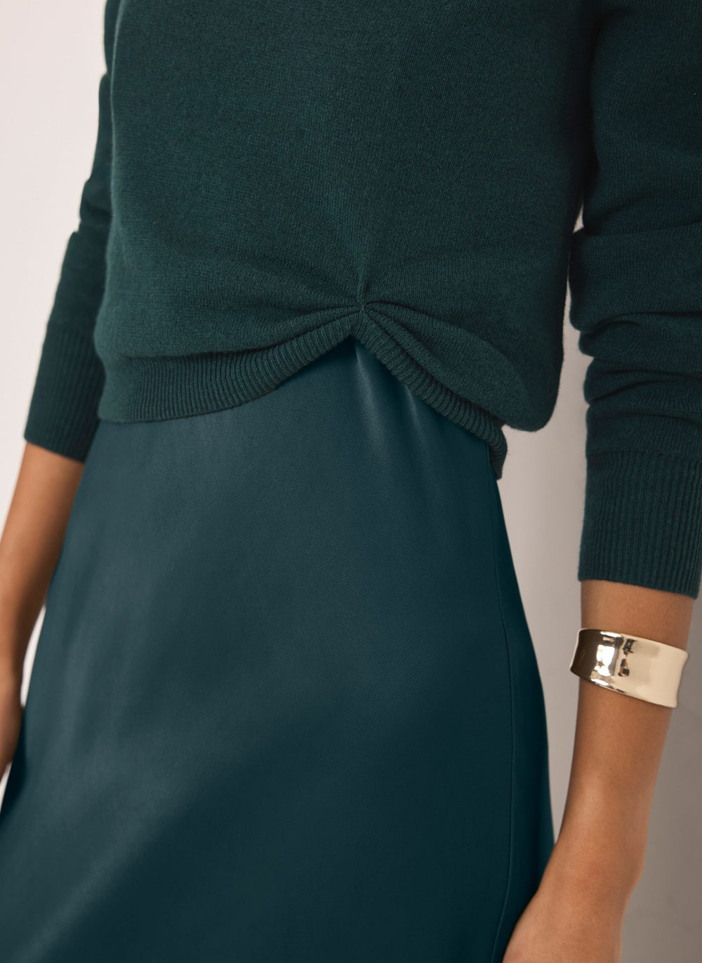 Mint Velvet Women's Layered Satin Midi Dress - Green - Size L Mint Velvet Women's Layered Satin Midi Dress - Green - Size L