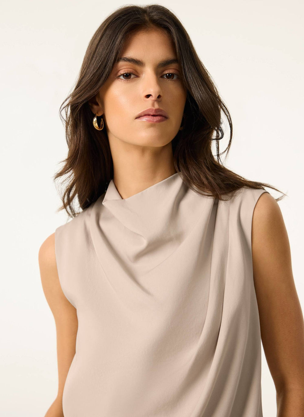 Neutral Cowl Neck Top